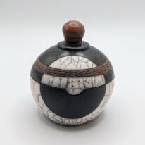 Naked Raku Lidded Jar by Jan Lovewell at The Avenue Gallery, a contemporary fine art gallery in Victoria, BC, Canada.