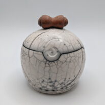 Naked Raku Lidded Jar by Jan Lovewell at The Avenue Gallery, a contemporary fine art gallery in Victoria, BC, Canada.
