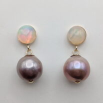 Opal & Edison Pearl Earrings by Val Nunns at The Avenue Gallery, a contemporary fine art gallery in Victoria, BC, Canada.