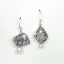 Pinolith & Pearl Earrings by Brenda Roy at The Avenue Gallery, a contemporary fine art gallery in Victoria, BC, Canada.
