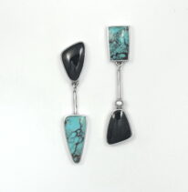 Turquoise & Black Jade Earrings by Brenda Roy at The Avenue Gallery, a contemporary fine art gallery in Victoria, BC, Canada.