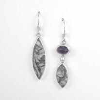 Pinolith & Amethyst Earrings by Brenda Roy at The Avenue Gallery, a contemporary fine art gallery in Victoria, BC, Canada.