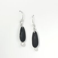 Black Jade & Pearl Earrings by Brenda Roy at The Avenue Gallery, a contemporary fine art gallery in Victoria, BC, Canada.