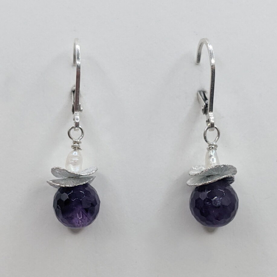 Acorn Double Brushed Petals with Pearl & Amethyst Earrings by Chi's Creations at The Avenue Gallery, a contemporary fine art gallery in Victoria, BC, Canada.