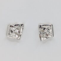 Woven Basket Square Stud Earrings by Chi's Creations at The Avenue Gallery, a contemporary fine art gallery in Victoria, BC, Canada.