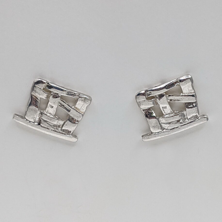 Woven Basket Square Stud Earrings by Chi's Creations at The Avenue Gallery, a contemporary fine art gallery in Victoria, BC, Canada.