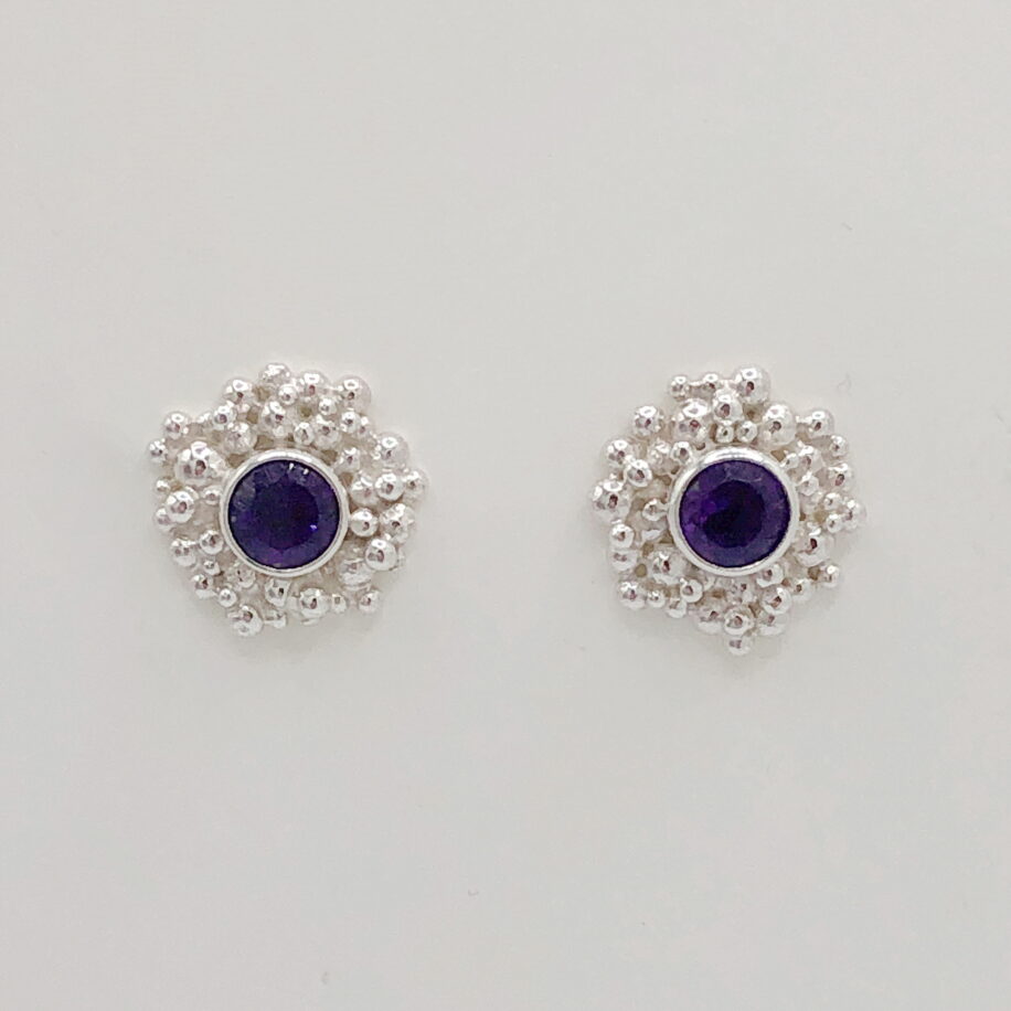 Granule Stud Earrings with Amethyst by A & R Jewellery at The Avenue Gallery, a contemporary fine art gallery in Victoria, BC, Canada.