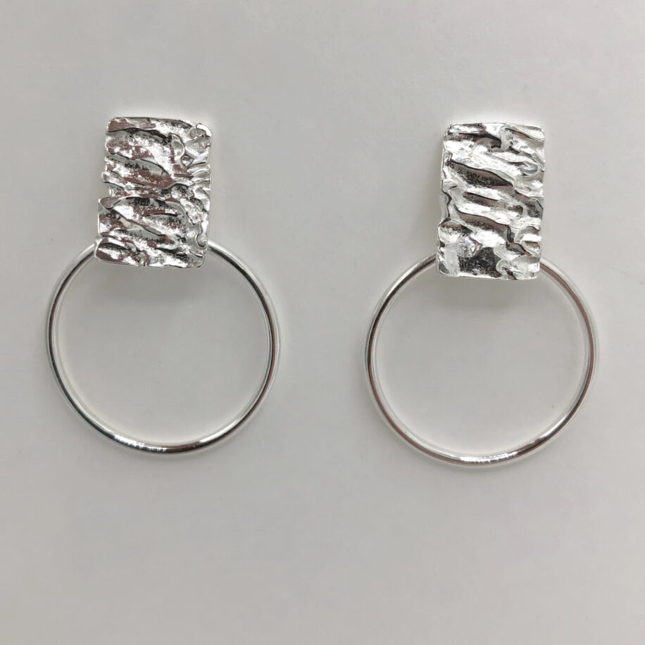 Lunar Rectangle Post Hoop Earrings by A & R Jewellery at The Avenue Gallery, a contemporary fine art gallery in Victoria, BC, Canada.