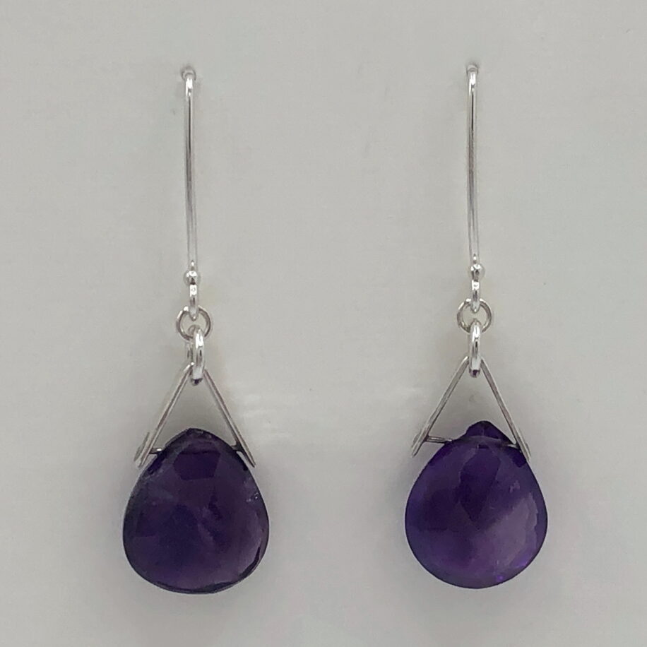 V-Bail Earrings with Amethyst by A & R Jewellery at The Avenue Gallery, a contemporary fine art gallery in Victoria, BC, Canada.