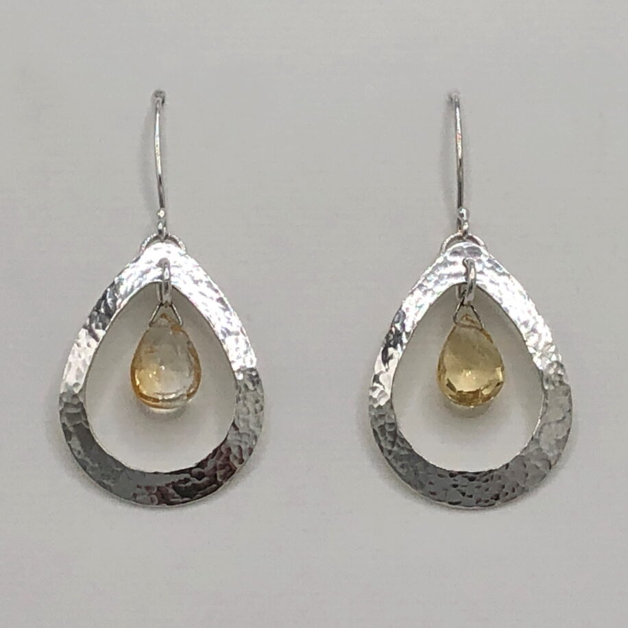 Hollow Teardrop Earrings with Citrine by A & R Jewellery at The Avenue Gallery, a contemporary fine art gallery in Victoria, BC, Canada.