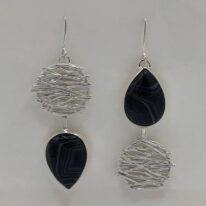 Round Twigs Earrings with Black Line Agate by A & R Jewellery at The Avenue Gallery, a contemporary fine art gallery in Victoria, BC, Canada.