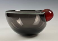 'Bowls with Balls' (Grey & Red) by Lisa Samphire at The Avenue Gallery, a contemporary fine art gallery in Victoria, BC, Canada.