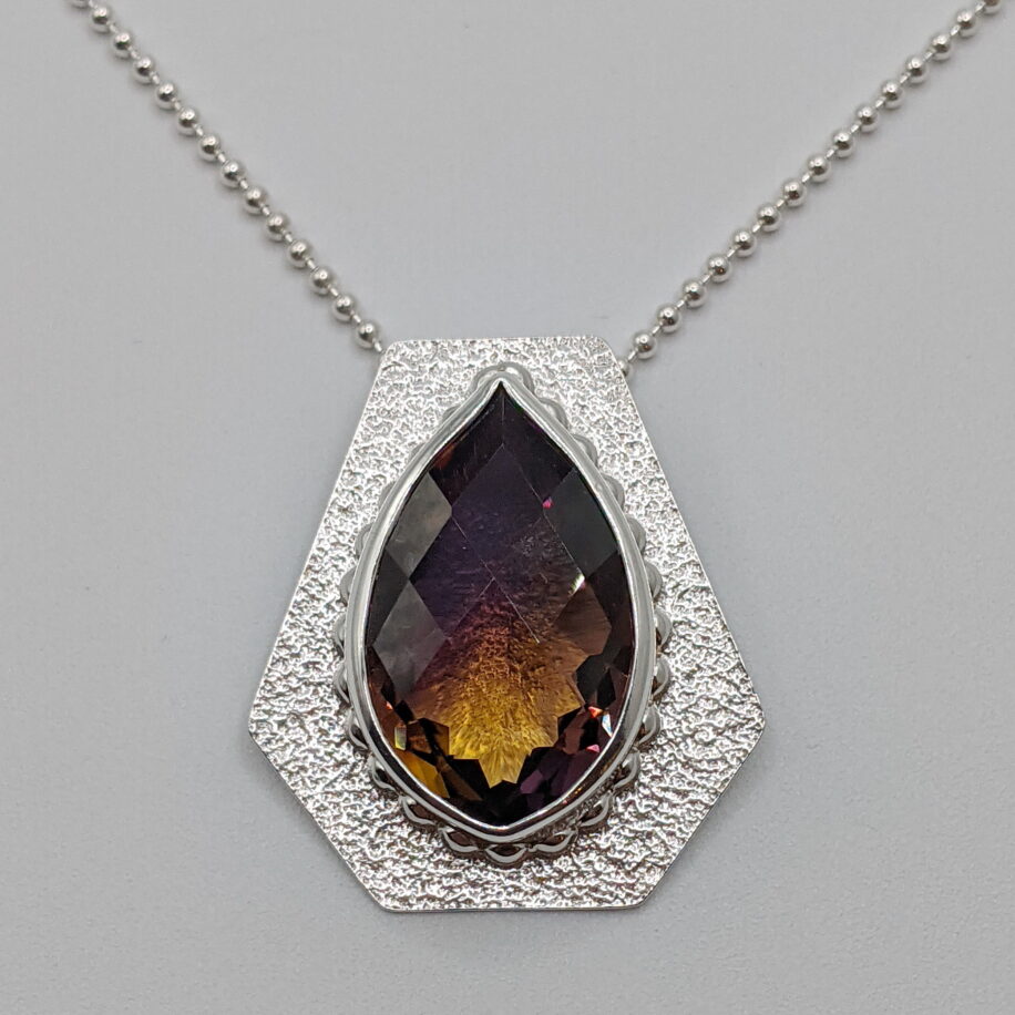 Geometric Pendant with Ametrine by A & R Jewellery at The Avenue Gallery, a contemporary fine art gallery in Victoria, BC, Canada.