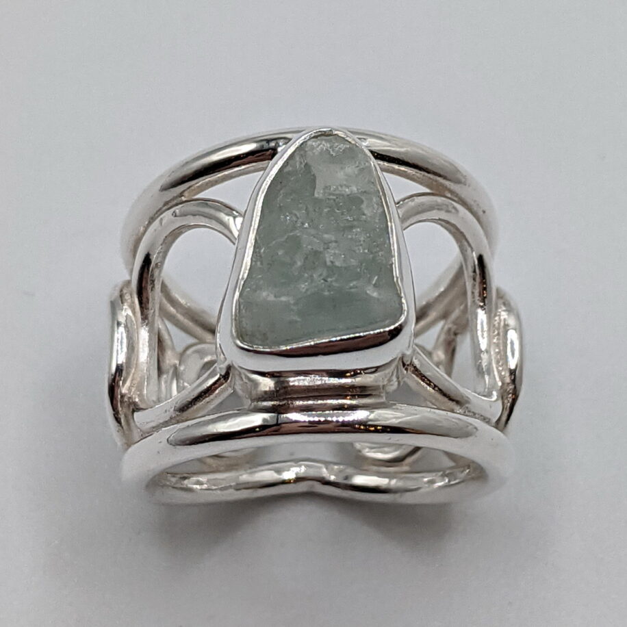 Boulder Band Ring with Aquamarine by A & R Jewellery at The Avenue Gallery, a contemporary fine art gallery in Victoria, BC, Canada.