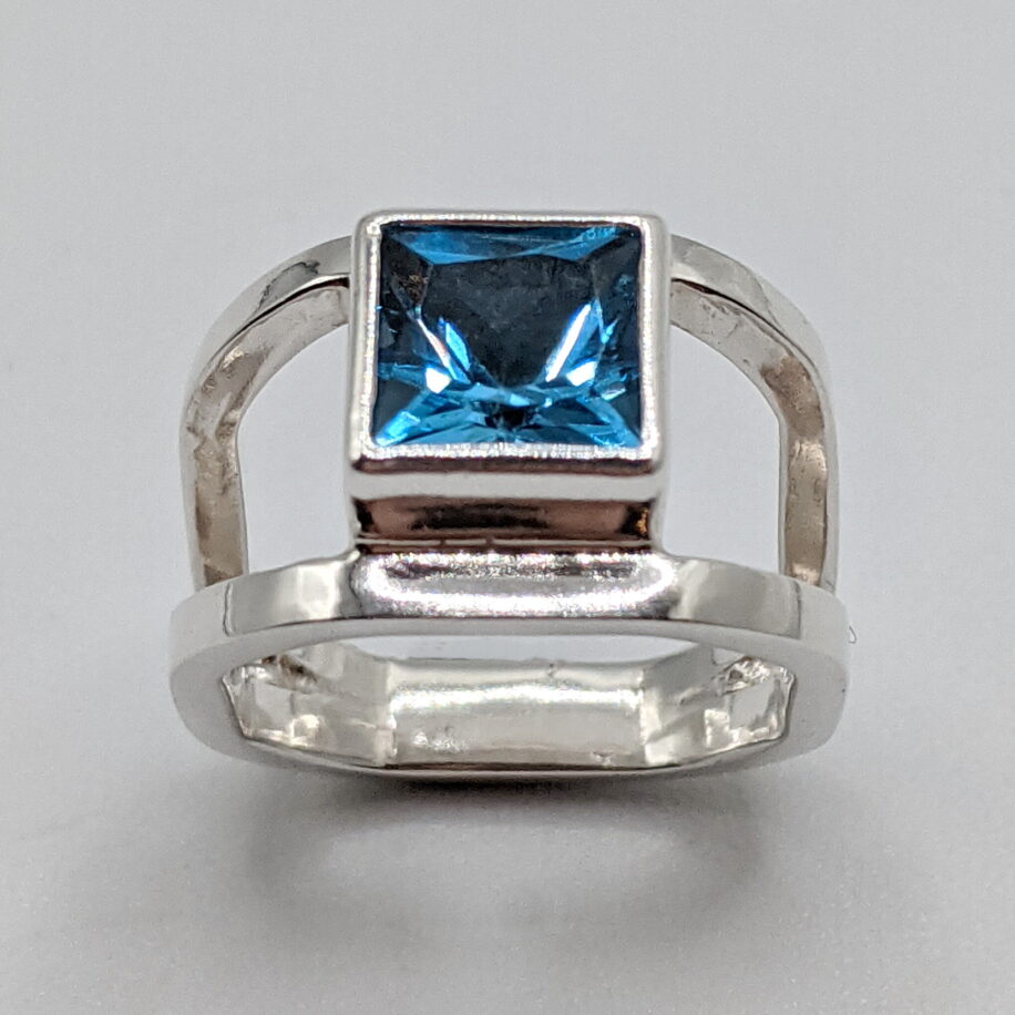 Octagon Double-Band Ring with London Topaz by A & R Jewellery at The Avenue Gallery, a contemporary fine art gallery in Victoria, BC, Canada.