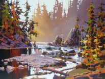 Sunset Along River by Bi Yuan Cheng at The Avenue Gallery, a contemporary fine art gallery in Victoria, BC, Canada.