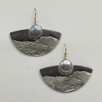 Fan Earrings with Button Pearls by Air & Earth Design at The Avenue Gallery, a contemporary fine art gallery in Victoria, BC, Canada.