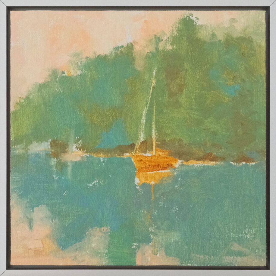 The Golden Sailboat by Maria Josenhans at The Avenue Gallery, a contemporary fine art gallery in Victoria, BC, Canada.