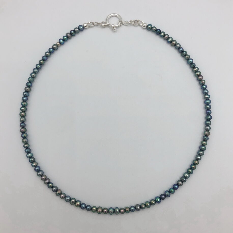 Small Blue Freshwater Pearl Necklace by Val Nunns at The Avenue Gallery, a contemporary fine art gallery in Victoria, BC, Canada.