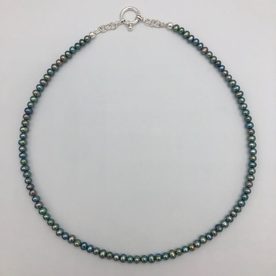 Small Blue Freshwater Pearl Necklace by Val Nunns at The Avenue Gallery, a contemporary fine art gallery in Victoria, BC, Canada.