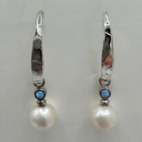 Freshwater Pearl & Opal Earrings by Val Nunns at The Avenue Gallery, a contemporary fine art gallery in Victoria, BC, Canada.