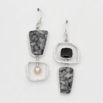 Pinolith, Black Jade & Pearl Earrings by Brenda Roy at The Avenue Gallery, a contemporary fine art gallery in Victoria, BC, Canada.