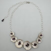 Lilypad Necklace with Amethyst, Pearls & Swarovski Crystals by Veronica Stewart at The Avenue Gallery, a contemporary fine art gallery in Victoria, BC, Canada.