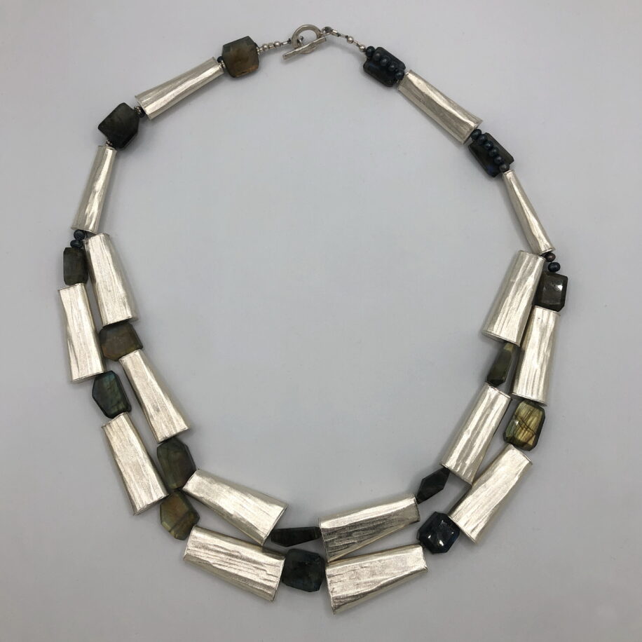 Labradorite & Karen Beads Necklace by Andrea Russell at The Avenue Gallery, a contemporary fine art gallery in Victoria, BC, Canada.