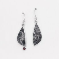 Pinolith & Garnet Earrings by Brenda Roy at The Avenue Gallery, a contemporary fine art gallery in Victoria, BC, Canada.