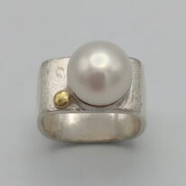 Large Square Ring with Mabe White Pearl & 18kt. Gold by Chi's Creations at The Avenue Gallery, a contemporary fine art gallery in Victoria, BC, Canada.