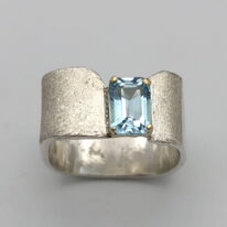 Large Square Scribbled Ring with Blue Topaz by Chi's Creations at The Avenue Gallery, a contemporary fine art gallery in Victoria, BC, Canada.