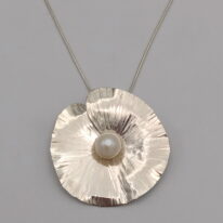 Large Lily Pad Necklace with White Pearl by Chi's Creations at The Avenue Gallery, a contemporary fine art gallery in Victoria, BC, Canada.