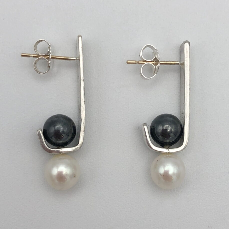 Yin Yang Balanced Scribbled Stick Stud Earrings by Chi's Creations at The Avenue Gallery, a contemporary fine art gallery in Victoria, BC, Canada.