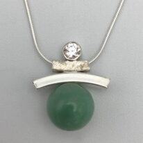 Double Slider Necklace with Cubic Zirconia & Chinese Green Jade by Chi's Creations at The Avenue Gallery, a contemporary fine art gallery in Victoria, BC, Canada.