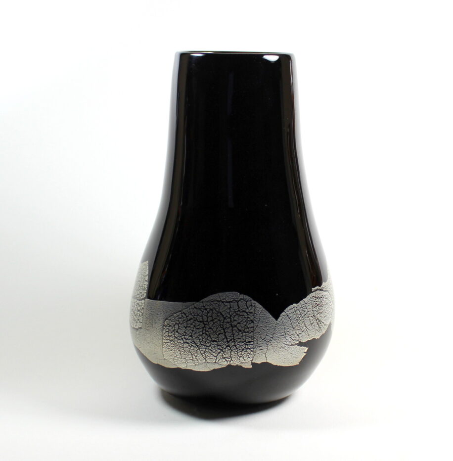 Black with Silver Leaf Vase by Guy Hollington at The Avenue Gallery, a contemporary fine art gallery in Victoria, BC, Canada.