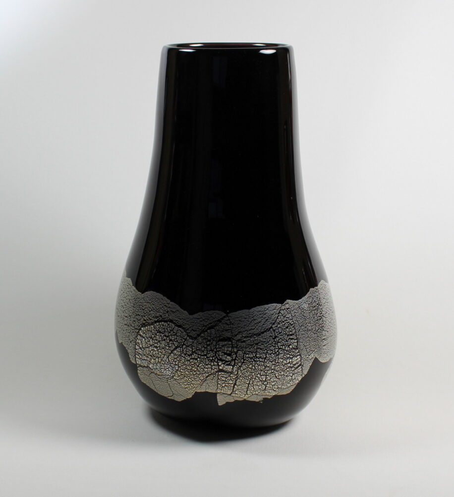 Black with Silver Leaf Vase by Guy Hollington at The Avenue Gallery, a contemporary fine art gallery in Victoria, BC, Canada.