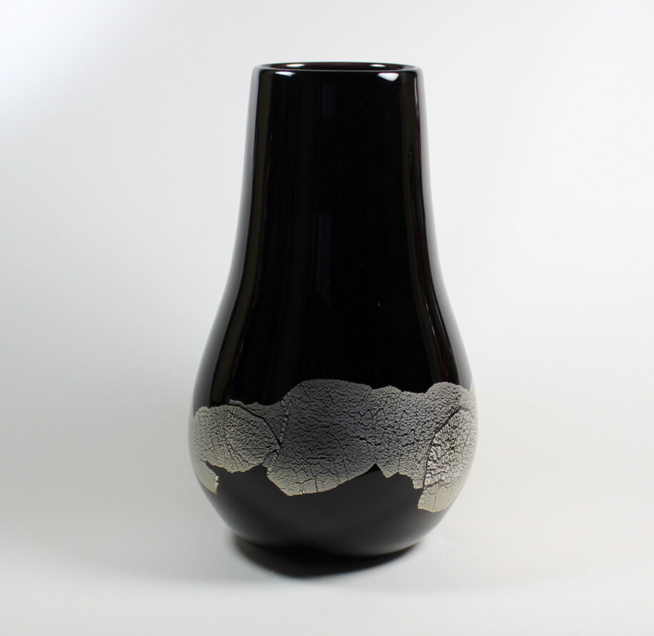 Black with Silver Leaf Vase by Guy Hollington at The Avenue Gallery, a contemporary fine art gallery in Victoria, BC, Canada.