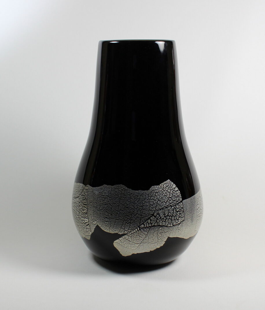 Black with Silver Leaf Vase by Guy Hollington at The Avenue Gallery, a contemporary fine art gallery in Victoria, BC, Canada.