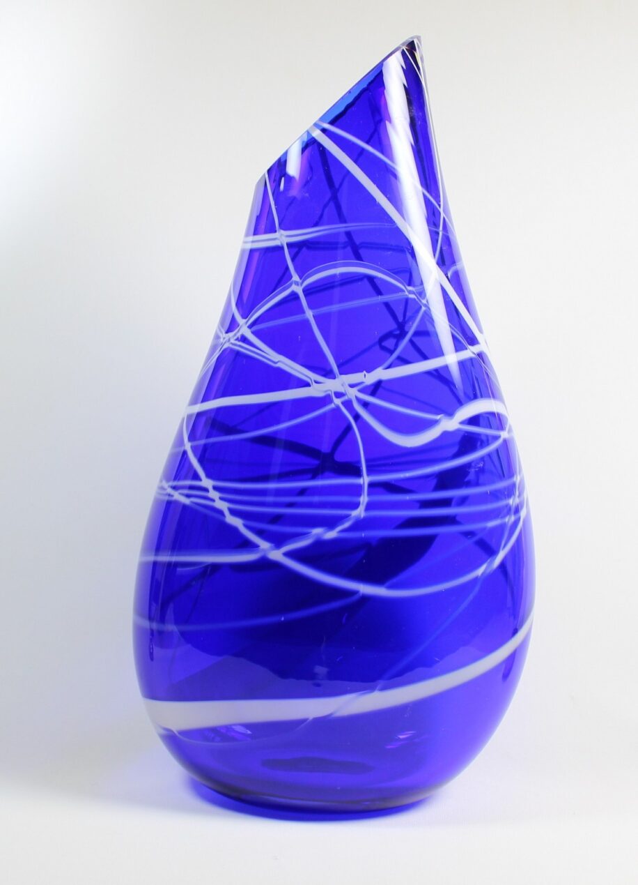 Cobalt Blue with White Pinstripe Vase by Guy Hollington at The Avenue Gallery, a contemporary fine art gallery in Victoria, BC, Canada.