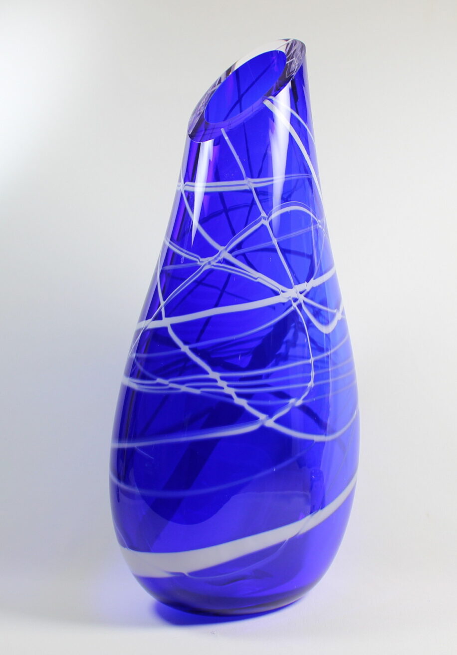 Cobalt Blue with White Pinstripe Vase by Guy Hollington at The Avenue Gallery, a contemporary fine art gallery in Victoria, BC, Canada.