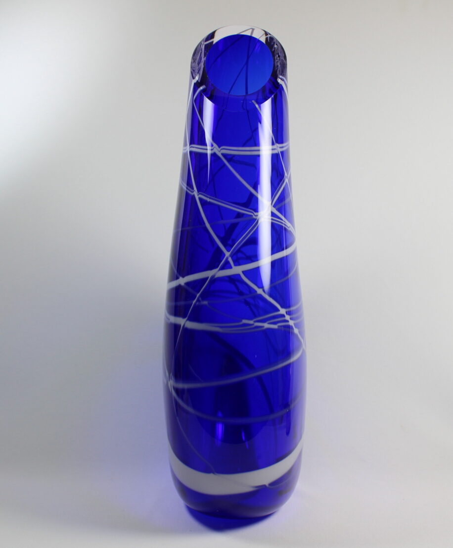 Cobalt Blue with White Pinstripe Vase by Guy Hollington at The Avenue Gallery, a contemporary fine art gallery in Victoria, BC, Canada.