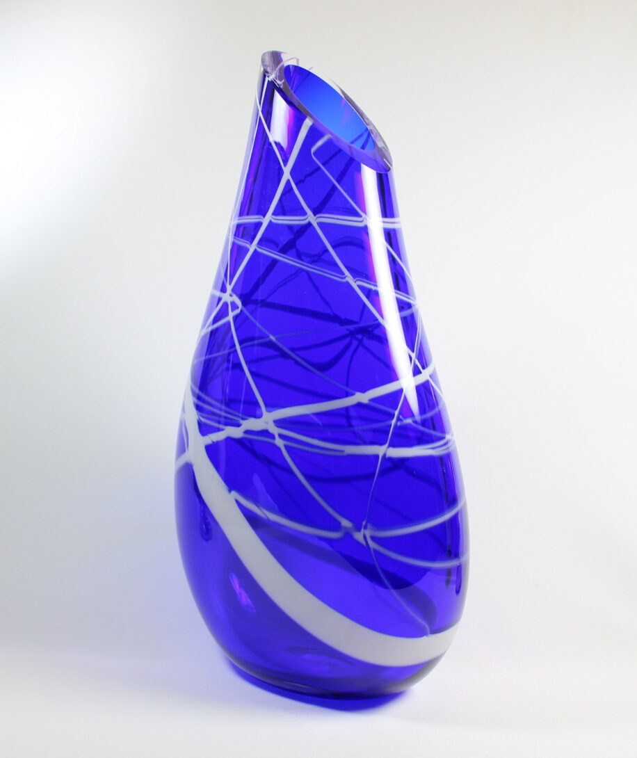 Cobalt Blue with White Pinstripe Vase by Guy Hollington at The Avenue Gallery, a contemporary fine art gallery in Victoria, BC, Canada.