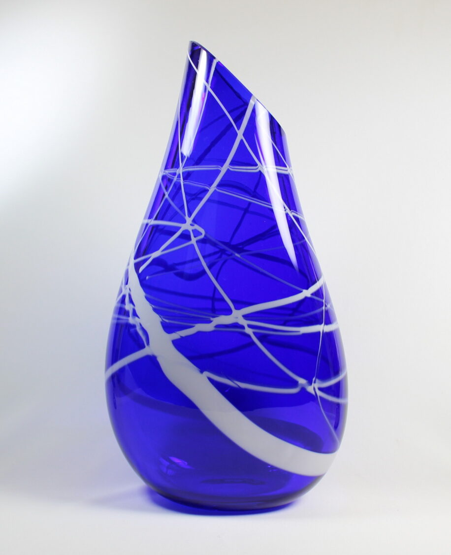 Cobalt Blue with White Pinstripe Vase by Guy Hollington at The Avenue Gallery, a contemporary fine art gallery in Victoria, BC, Canada.