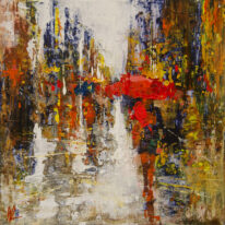 Rainy Day in Downtown #1 by William Liao at The Avenue Gallery, a contemporary fine art gallery in Victoria, BC, Canada.