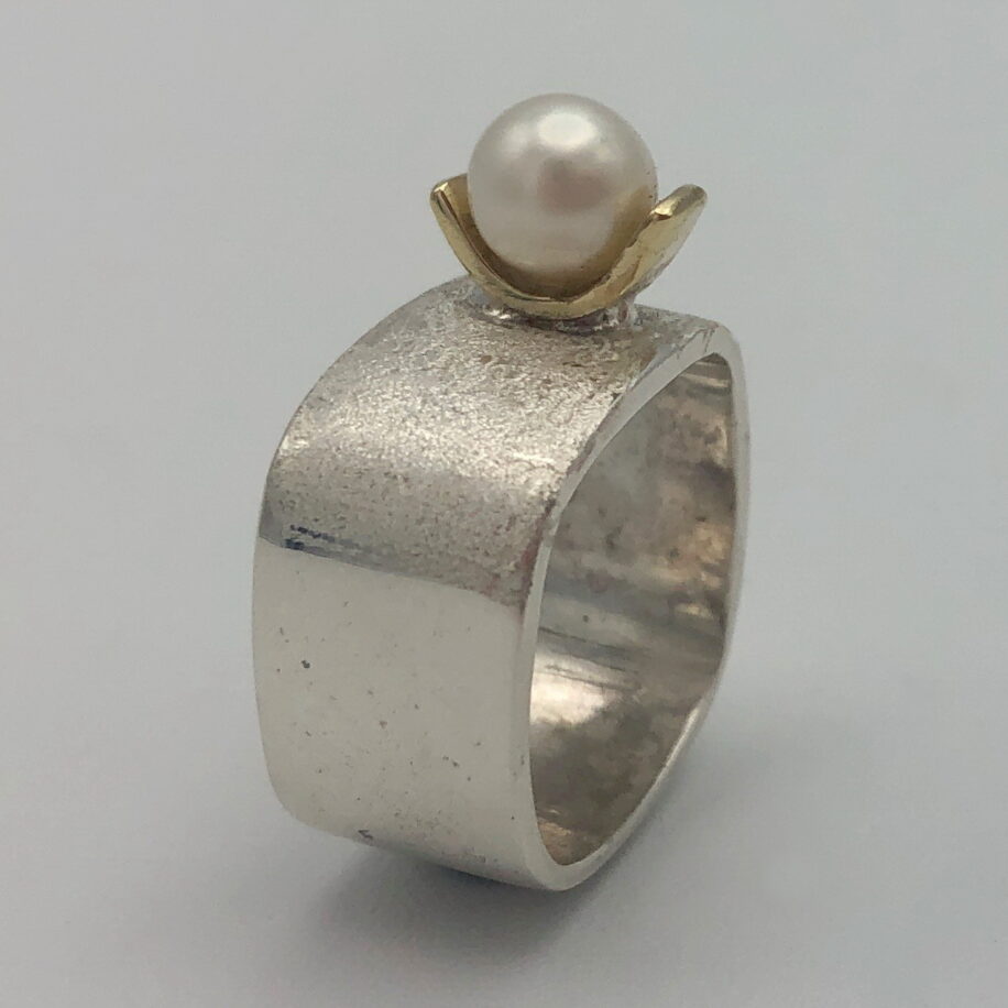 Large Pearl & Gold Stacking Ring by Chi’s Creations at The Avenue Gallery, a contemporary fine art gallery in Victoria, BC, Canada.