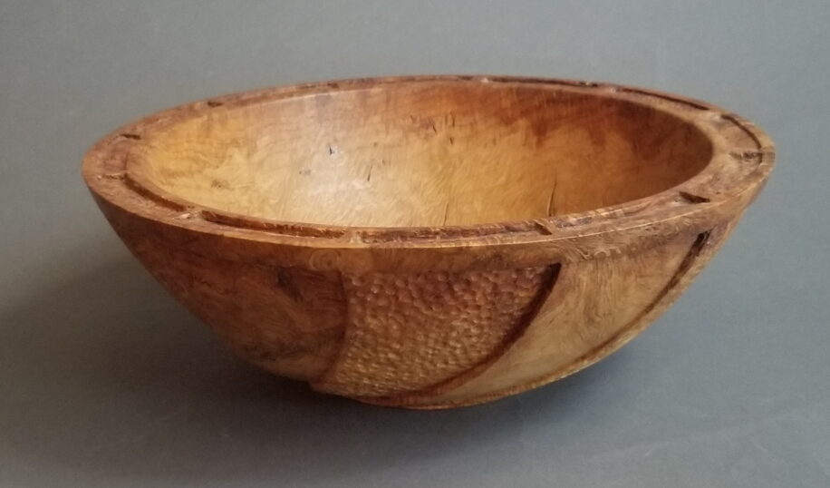 Carved & Textured Garry Oak Bowl by Robert Wilman at The Avenue Gallery, a contemporary fine art gallery in Victoria, BC, Canada.