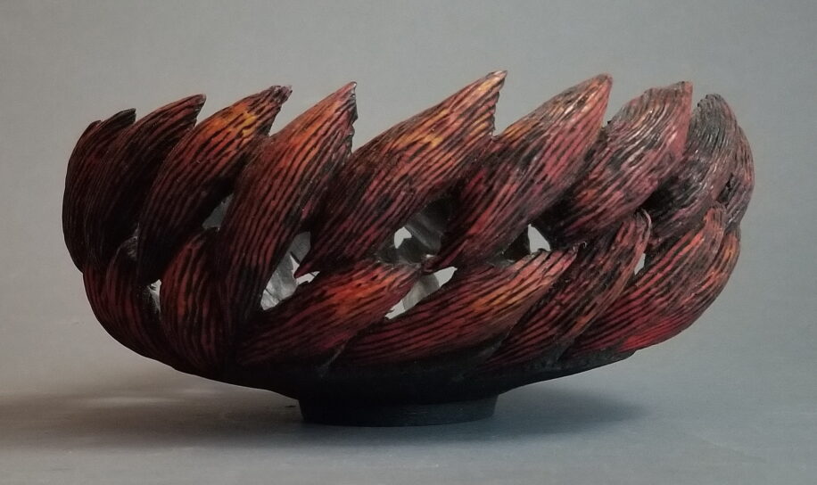 Carved Ornamental Walnut Bowl by Robert Wilman at The Avenue Gallery, a contemporary fine art gallery in Victoria, BC, Canada.