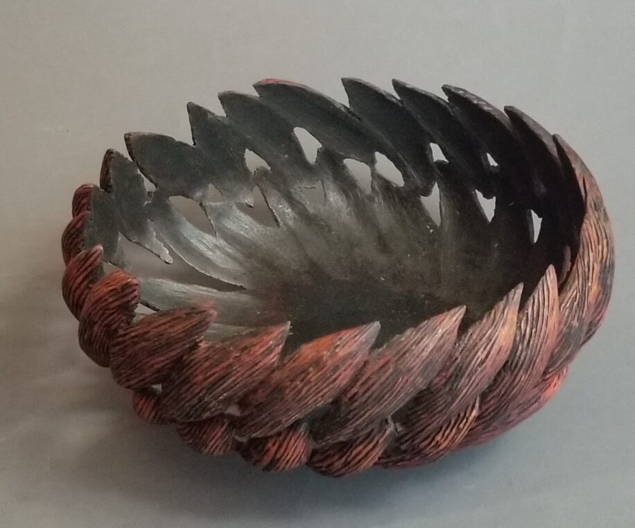 Carved Ornamental Walnut Bowl by Robert Wilman