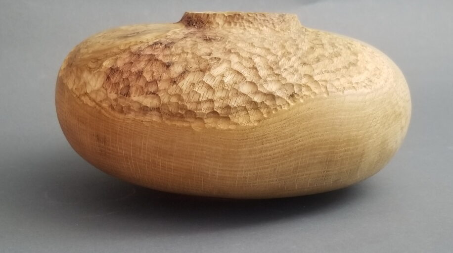 Textured Hollow Form in Red Oak by Robert Wilman - Image 3