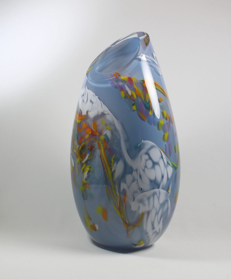 Lavender with White and Spring Mix (Front Cut) Vase by Guy Hollington at The Avenue Gallery, a contemporary fine art gallery in Victoria, BC, Canada.